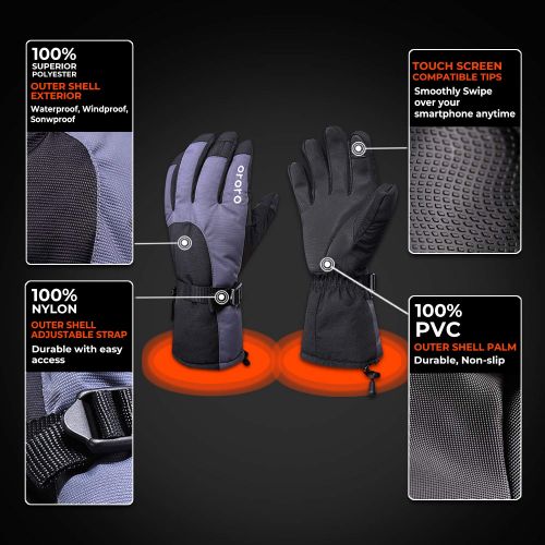  ORORO Heated Gloves with Rechargeable Li-ion Battery for Men and Women, 3-in-1 Warm Gloves for Hiking Skiing Motorcycle