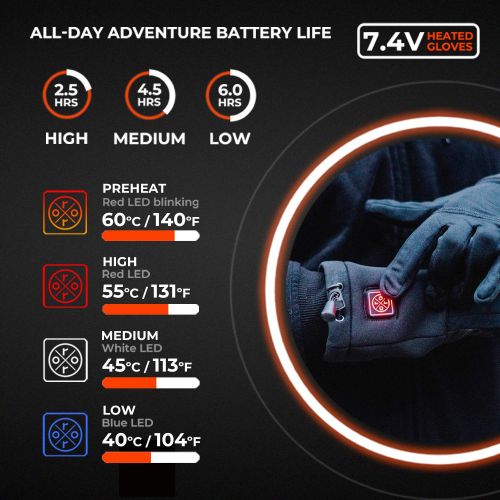  ORORO Heated Gloves with Rechargeable Li-ion Battery for Men and Women, 3-in-1 Warm Gloves for Hiking Skiing Motorcycle