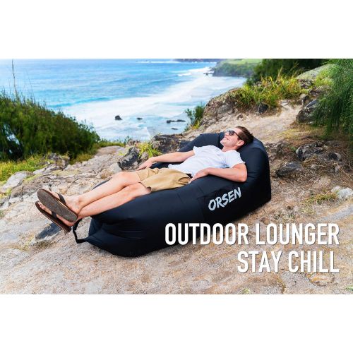  Orsen Inflatable Couch, Inflatable Lounger Air Sofa for Camping Hiking Gear, Anti-Leakage Cool Design Easy Setup Ideal Loungers Chairs for Adults Beach Traveling Backyard Lakeside