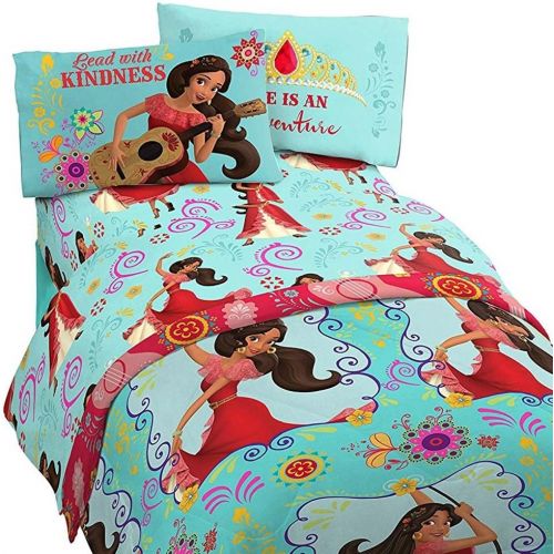  OS 4pc Elena of Avalor Twin Bedding Set Disney Princess Flower Power Comforter and Sheets