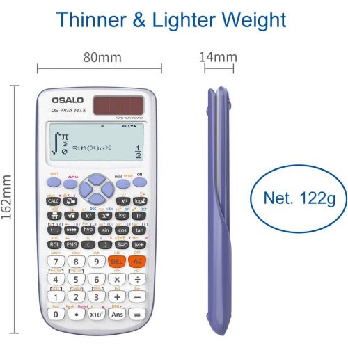  [아마존베스트]OSALO Calculator 417 Function 2 Line 10+2 Digits Written Display Solar Scientific Calculator (OS 991ES Plus)