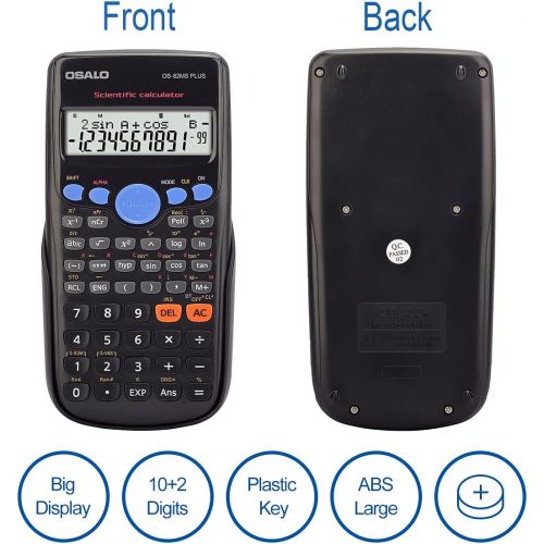  OSALO Scientific Calculator 240 Function Basic Large Display for Middle School (OS 82MS Plus)