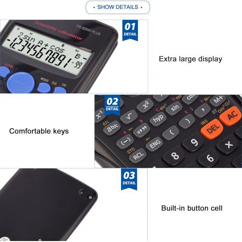  OSALO Scientific Calculator 240 Function Basic Large Display for Middle School (OS 82MS Plus)