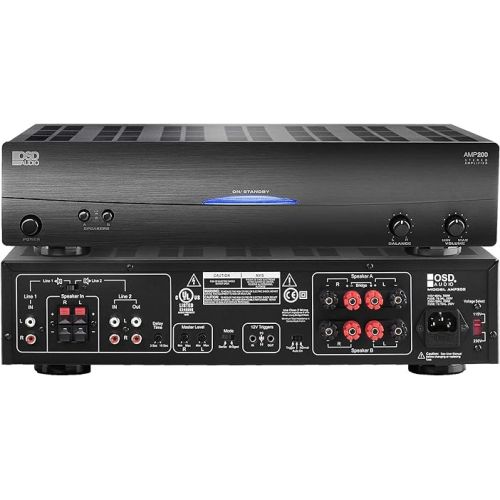  OSD Audio Multi-Room Audio System Package 350W A/B Two-Channel Dual Source Amplifier, Speaker Selector, 100W Impedance Matching Rotary Knob Volume Controls (6-Zone Kit)