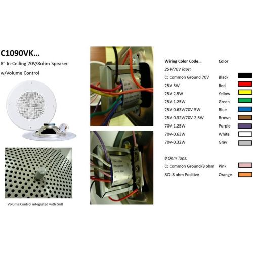  [아마존베스트]OSD Audio 8” 70V Commercial Speaker  In-Ceiling Sound System w/ Volume Control  C1090VK