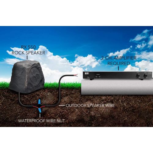  [아마존베스트]OSD Audio 5.25” 100W Outdoor Rock Speakers - Weather Resistant Stereo, Pair, Granite Light Grey  RX550