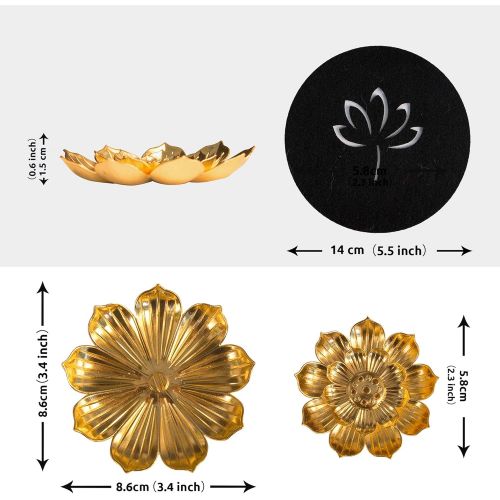  인센스스틱 OSOPOLA Incense Burner with Pad - Brass Lotus Incense Holder Detachable Cone Incense Stick Holder 6 Incense Holes for Yoga Room Home Fragrance Decor HE07CO