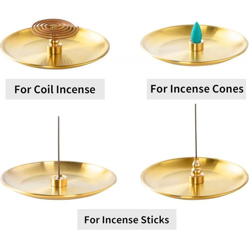  인센스스틱 OSOPOLA 3 in 1 Incense Burner - 5.5 Inch Brass Incense Holder for Incense Sticks/Coil Incense/Incense Cones - Metal Gourd-Shaped Ash Catcher for Meditation Yoga Room Home Decor ZX11S