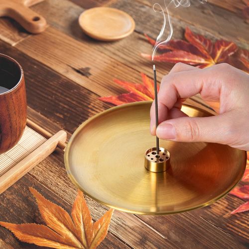  인센스스틱 OSOPOLA 3 in 1 Incense Burner - 5.5 Inch Brass Incense Holder for Incense Sticks/Coil Incense/Incense Cones - Metal Gourd-Shaped Ash Catcher for Meditation Yoga Room Home Decor ZX11S