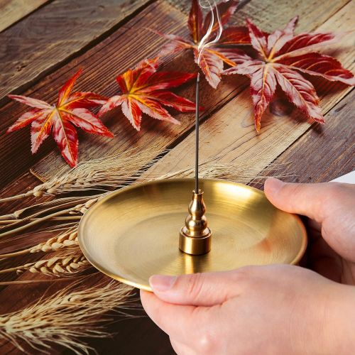  인센스스틱 OSOPOLA 3 in 1 Incense Burner - 5.5 Inch Brass Incense Holder for Incense Sticks/Coil Incense/Incense Cones - Metal Gourd-Shaped Ash Catcher for Meditation Yoga Room Home Decor ZX11S