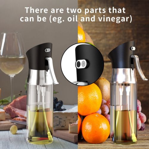  2-in-1 Oil Spray Bottle, OSPORTFUN Stainless Steel Glass Olive Oil Dispenser Kitchen Oil Sprayer for Cooking, BBQ, Salad, Baking, Roasting, Kitchen Tools