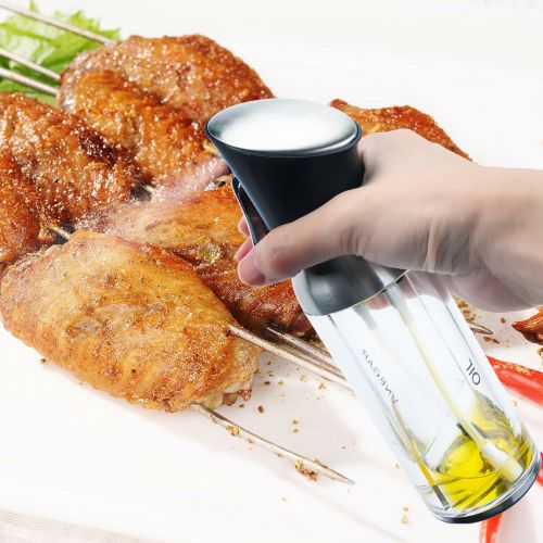  2-in-1 Oil Spray Bottle, OSPORTFUN Stainless Steel Glass Olive Oil Dispenser Kitchen Oil Sprayer for Cooking, BBQ, Salad, Baking, Roasting, Kitchen Tools