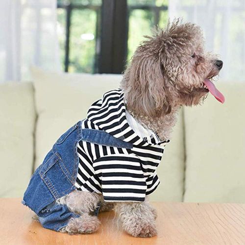  OSPet Dog Denim Vest Pet Cloth Dog Outfit Puppy Jacket Pet Vest Dog Hoodie Cat Jumpsuit Overall for Small/Medium Dog & Cat