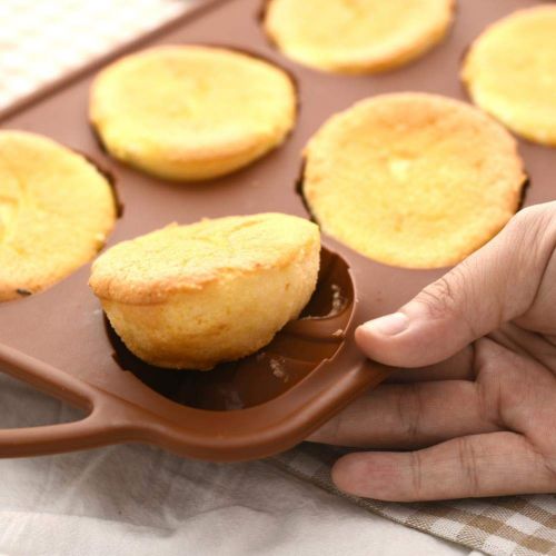  OSQCU Non-Stick Donut Baking Pans 6-Cups Silicone Cake Mold Easter Egg Cake Mold Trays Jelly Brownie Chocolate Moulds Sturdy Handle