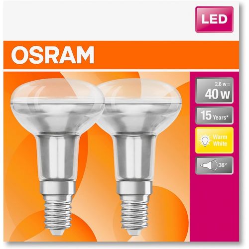  OSRAM Lamps Osram LED Reflector Light Bulb | E14| Warm White | 2700K | 3.3W LED Star R50Reflector Bulb 40W Replacement