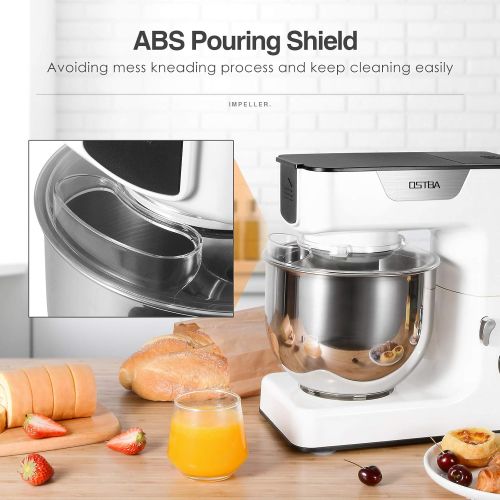  OSTBA Stand Mixer，8+1 Speeds Kitchen Electric Mixer 5.5QT All Metal-Series Mixing Accessories with Dishwasher-Safe Mixing Bowl, Splash Guard, Tilt-Head Portable Dough Mixer 550W, W