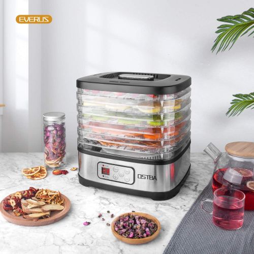  [아마존베스트]OSTBA Food Dehydrator Machine Adjustable Temperature Control Food Dryer Dehydrator LED Display Electric Food Dehydrator with 72H Timer, 240W, Recipe Book Included