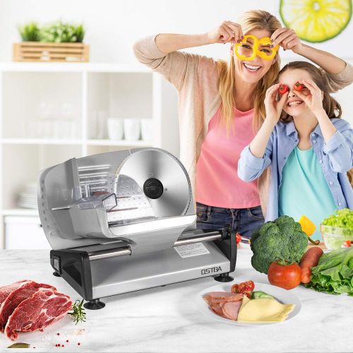  [아마존베스트]OSTBA Meat Slicer Electric Deli Food Slicer with Child Lock Protection, Removable 7.5’’ Stainless Steel Blade and Food Carriage, Adjustable Thickness Food Slicer Machine for Meat, Cheese