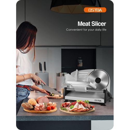  [아마존베스트]OSTBA Meat Slicer Electric Deli Food Slicer with Child Lock Protection, Removable 7.5’’ Stainless Steel Blade and Food Carriage, Adjustable Thickness Food Slicer Machine for Meat, Cheese