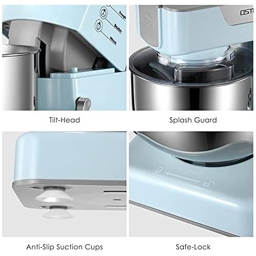  OSTBA Stand Mixer, 8-Speed Electric Kitchen Mixer Tilt-Head Food Mixer 5.5Qt，Stainless Steel Bowl Dishwasher Safe, Dough Hook, Mixing Beater，Whisk, Splash Guard，Upgraded Metal-Gear