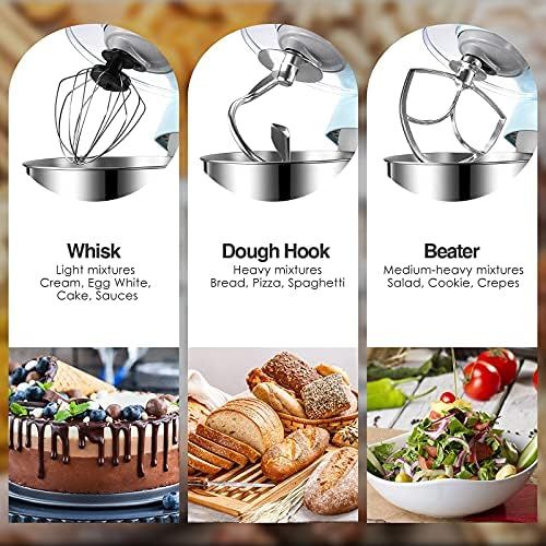  OSTBA Stand Mixer, 8-Speed Electric Kitchen Mixer Tilt-Head Food Mixer 5.5Qt，Stainless Steel Bowl Dishwasher Safe, Dough Hook, Mixing Beater，Whisk, Splash Guard，Upgraded Metal-Gear