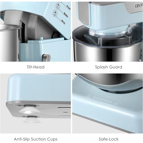  OSTBA Stand Mixer, 8-Speed Electric Kitchen Mixer Tilt-Head Food Mixer 5.5Qt，Stainless Steel Bowl Dishwasher Safe, Dough Hook, Mixing Beater，Whisk, Splash Guard，Upgraded Metal-Gear