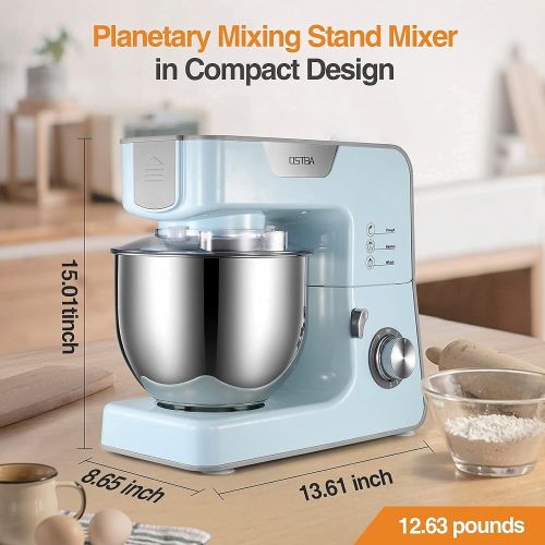  OSTBA Stand Mixer, 8-Speed Electric Kitchen Mixer Tilt-Head Food Mixer 5.5Qt，Stainless Steel Bowl Dishwasher Safe, Dough Hook, Mixing Beater，Whisk, Splash Guard，Upgraded Metal-Gear