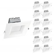 OSTWIN (12 Pack) 6 Inch Square LED Recessed Ceiling Light Fixture, Dimmable, Downlighter Junction Box, IC Rated, 15W (120 Watt Replacement) 3000K, 1000Lm, No Can Needed, ETL and En