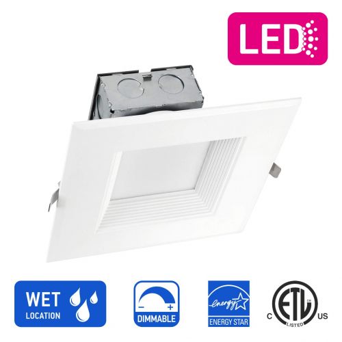  OSTWIN (12 Pack) 6 Inch Square LED Recessed Ceiling Light Fixture, Dimmable, Downlighter Junction Box, IC Rated, 15W (120 Watt Replacement) 3000K, 1000Lm, No Can Needed, ETL and En