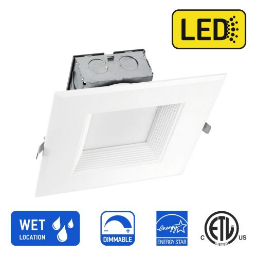  OSTWIN (12 Pack) 6 Inch Square LED Recessed Ceiling Light Fixture, Dimmable, Downlighter Junction Box, IC Rated, 15W (120 Watt Replacement) 3000K, 1000Lm, No Can Needed, ETL and En