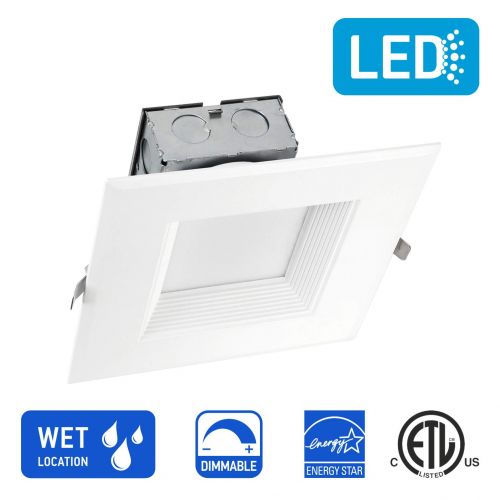  OSTWIN (12 Pack) 6 Inch Square LED Recessed Ceiling Light Fixture, Dimmable, Downlighter Junction Box, IC Rated, 15W (120 Watt Replacement) 3000K, 1000Lm, No Can Needed, ETL and En