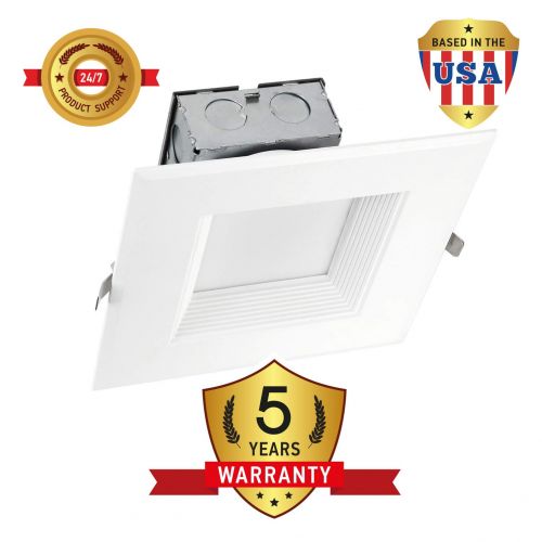  OSTWIN (12 Pack) 6 Inch Square LED Recessed Ceiling Light Fixture, Dimmable, Downlighter Junction Box, IC Rated, 15W (120 Watt Replacement) 3000K, 1000Lm, No Can Needed, ETL and En