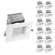 OSTWIN (12 Pack) 4 Inch Square LED Recessed Ceiling Light Fixture, Dimmable, Downlighter Junction Box, IC Rated, 10W (75 Watt Replacement) 3000K, 700Lm, No Can Needed, ETL and Ener