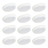 OSTWIN 6 (12 pack) LED Flush Mount, Ceiling Light. Light For Garage, Warehouse, Porch. Damp Location, IP44, 18W (90W Repl.) 1189 Lm 5000K, Acrylic Matte Shade, White Finish, Disk S