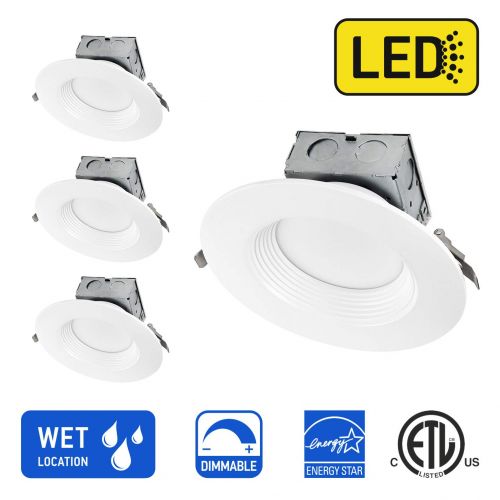  OSTWIN (4 Pack) 6 Inch Round LED Recessed Ceiling Light Fixture, Dimmable, Downlighter Junction Box, IC Rated, 15W (120 Watt Replacement) 3000K, 1100Lm, No Can Needed, ETL and Ener