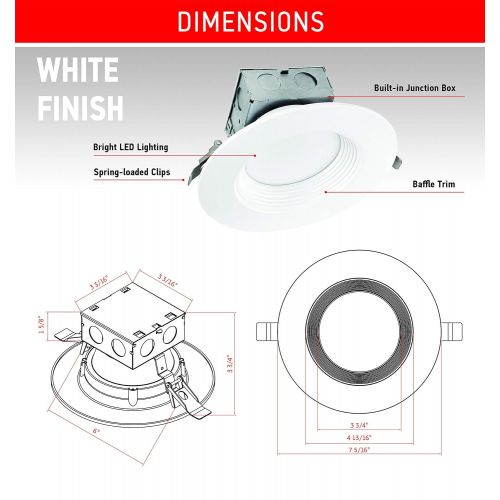  OSTWIN (4 Pack) 6 Inch Round LED Recessed Ceiling Light Fixture, Dimmable, Downlighter Junction Box, IC Rated, 15W (120 Watt Replacement) 3000K, 1100Lm, No Can Needed, ETL and Ener