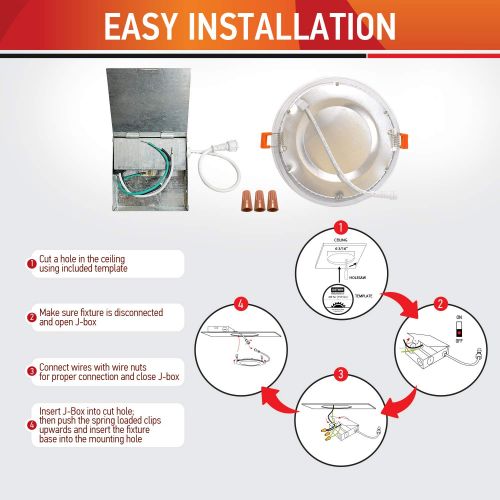  OSTWIN 6 inch 15W (80 Watt Repl.) IC Rated LED Recessed Low Profile Slim Round Panel Light with Junction Box, Dimmable, 5000K Daylight 1125 Lm. No Can Needed (12 Pack) ETL & Energy