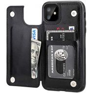 [아마존베스트]iPhone 11 Wallet Case with Card Holder,OT ONETOP PU Leather Kickstand Card Slots Case,Double Magnetic Clasp and Durable Shockproof Cover for iPhone 11 6.1 Inch(Black)