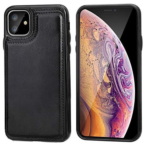  [아마존베스트]iPhone 11 Wallet Case with Card Holder,OT ONETOP PU Leather Kickstand Card Slots Case,Double Magnetic Clasp and Durable Shockproof Cover for iPhone 11 6.1 Inch(Black)