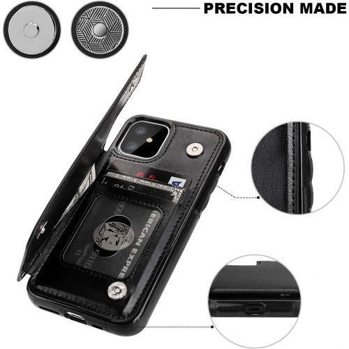  [아마존베스트]iPhone 11 Wallet Case with Card Holder,OT ONETOP PU Leather Kickstand Card Slots Case,Double Magnetic Clasp and Durable Shockproof Cover for iPhone 11 6.1 Inch(Black)