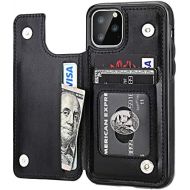 [아마존베스트]iPhone 11 Pro Wallet Case with Card Holder,OT ONETOP PU Leather Kickstand Card Slots Case,Double Magnetic Clasp and Durable Shockproof Cover for iPhone 11 Pro 5.8 Inch(Black)