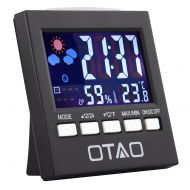 OTAO Otao Humidity Meter Color Digital LCD Screen Multifunctional Hygrometer Temperature Humidity Gauge Indoor Humidity Monitor Sensor Room Thermometer with Alarm Clock/Thermometer/Voic