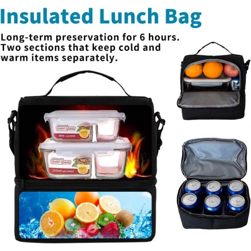  [아마존핫딜][아마존 핫딜] OTBHome Lunch Bag Insulated Lunch Box, 2 Compartment Leakproof Cooler Tote Bag with Sturdy YKK Zippers for Men, Women, Kids, Thermal Lunch Food Bag for Office Picnic Travel School - Black