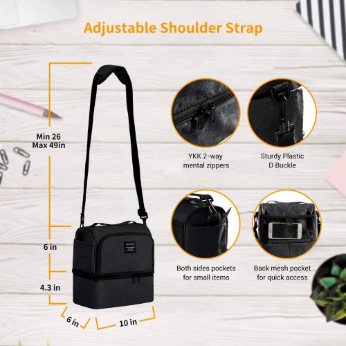  [아마존핫딜][아마존 핫딜] OTBHome Lunch Bag Insulated Lunch Box, 2 Compartment Leakproof Cooler Tote Bag with Sturdy YKK Zippers for Men, Women, Kids, Thermal Lunch Food Bag for Office Picnic Travel School - Black