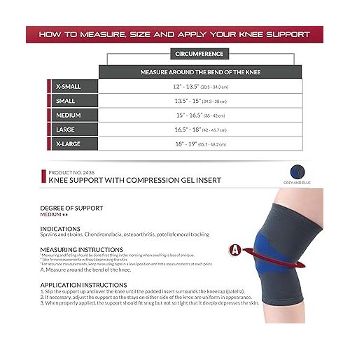  OTC Knee Brace, Compression Recovery, Gel Insert, Small