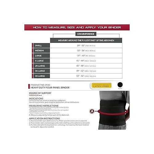  OTC Abdominal Binder, Four-Panel Body, Heavy Duty 12-Inch, Select Series