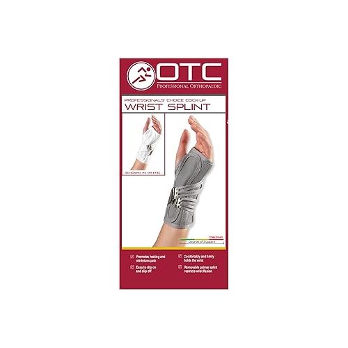  OTC Wrist Splint, Prop-Up Lacing for Carpal Tunnel Relief, Canvas, ProChoice, White, Medium (Left Hand)