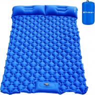 OTHWAY Double Camping Sleeping Pad, Foot Press Inflatable Sleeping Mat Built-in Pump Camping Mattress with Pillow for Car Traveling Backpacking Hiking Tent Travel (Blue)