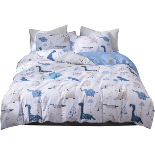  [아마존베스트]OTOB Lightweight Cotton Car Duvet Cover Set 3 Piece Reversible Home Textile Vehicle Space Airplane Bedding Sets with Pillow Shams for Kids Boys Grils Toddler Crib, Blue Bedding Set