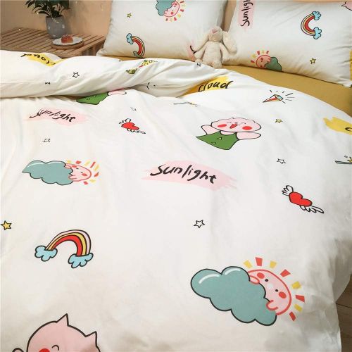  ORoa OROA Cute Kids Students Bedding Set 3 Pieces Reversible Cartoon Fish Pattern Duvet Cover Boys and Girls 100% Cotton Full Size (FullQueen, Dinosaur)